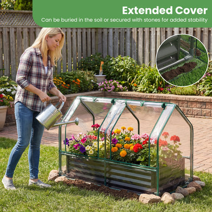 4 x 2 x 3 Feet Small Galvanized Raised Garden Bed with Greenhouse Cover-Black