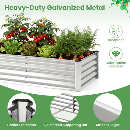4 x 2 x 3 Feet Small Galvanized Raised Garden Bed with Greenhouse Cover-Silver