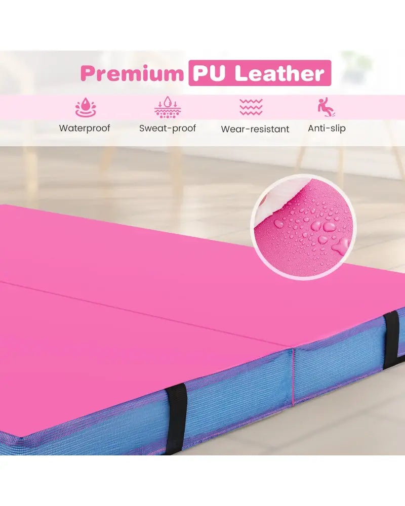 4ft x 4ft x 4in Bi-Folding Gymnastic Tumbling Mat with Handles and Cover-Pink - Pink - Yoga & Gym Mats