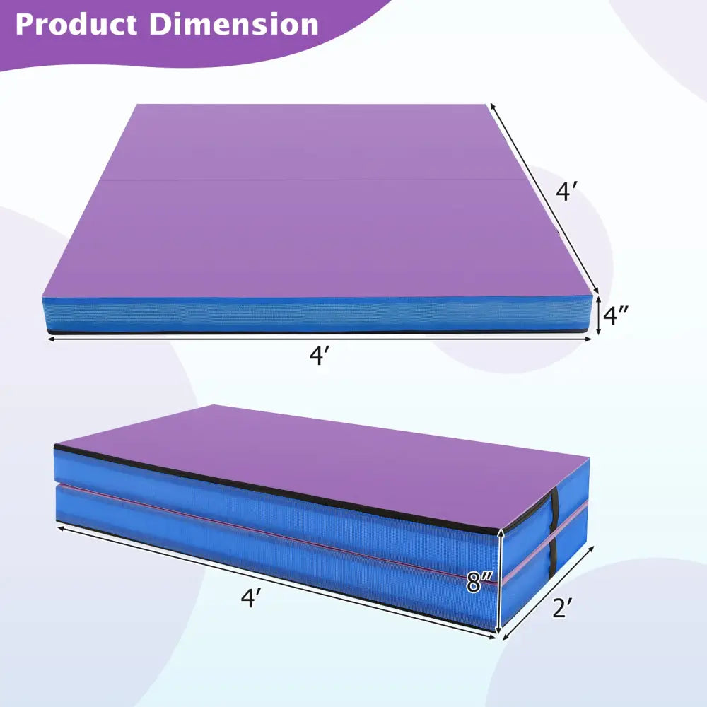4ft x 4ft x 4in Bi-Folding Gymnastic Tumbling Mat with Handles and Cover-Purple - Purple - Yoga & Gym Mats