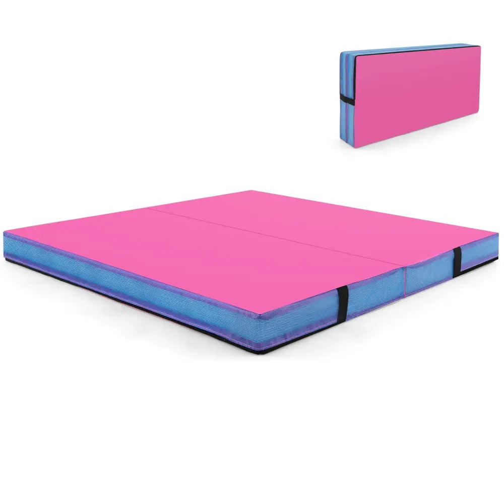 4ft x 4ft x 4in Bi-Folding Gymnastic Tumbling Mat with Handles and Cover-Pink - Pink - Yoga & Gym Mats