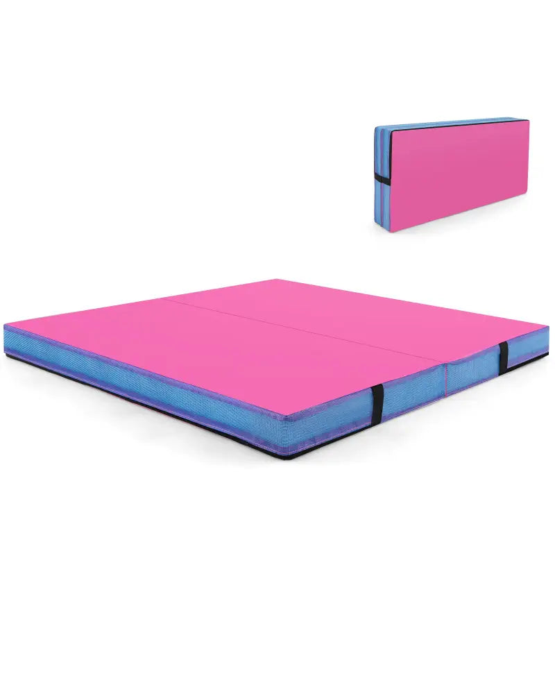 4ft x 4ft x 4in Bi-Folding Gymnastic Tumbling Mat with Handles and Cover-Pink - Pink - Yoga & Gym Mats