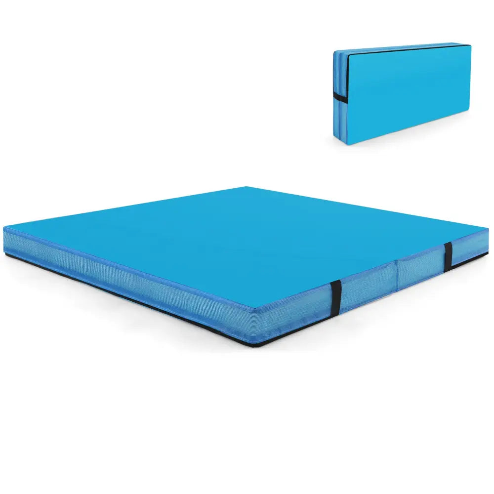 4ft x 4ft x 4in Bi-Folding Gymnastic Tumbling Mat with Handles and Cover-Blue - Blue - Yoga & Gym Mats