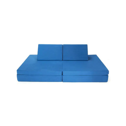 4Piece Convertible Kids Couch Set with 2 Folding MatsBlue - Oasis Home Essentials