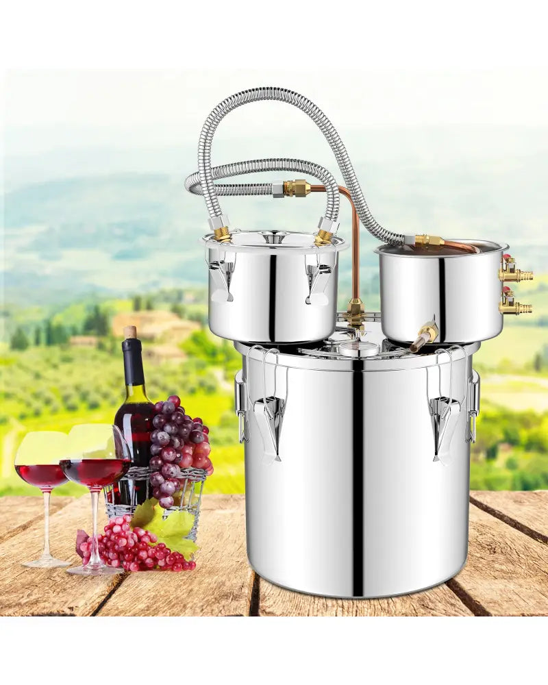 5/10 Gal 22/38 L Water Alcohol Distiller for DIY Whisky-5 Gal - Silver - Small Appliances