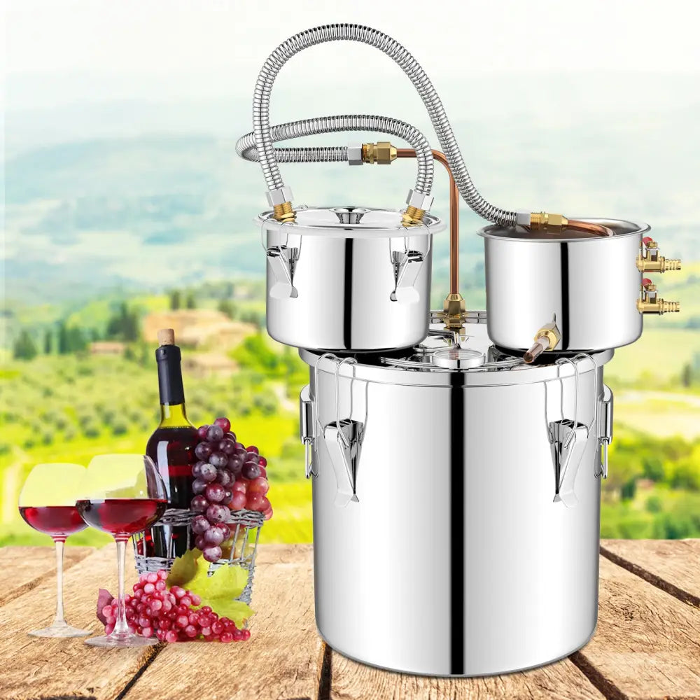 5/10 Gal 22/38 L Water Alcohol Distiller for DIY Whisky-5 Gal - Silver - Small Appliances