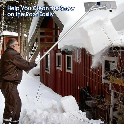 5-20 Feet Extendable Aluminum Snow Roof Rake with Wheels Handle - Silver - Snow Removal