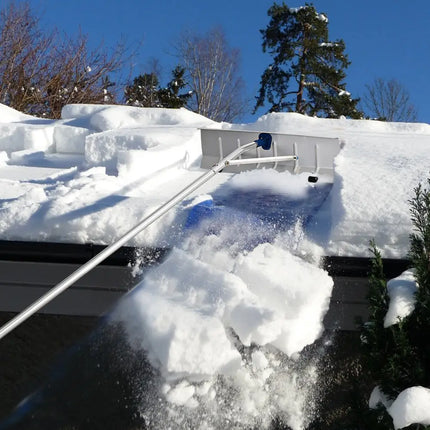 5-20 Feet Extendable Aluminum Snow Roof Rake with Wheels Handle - Silver - Snow Removal