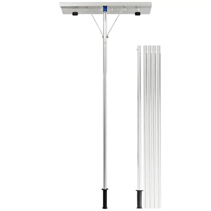 5-20 Feet Extendable Aluminum Snow Roof Rake with Wheels Handle - Silver - Snow Removal