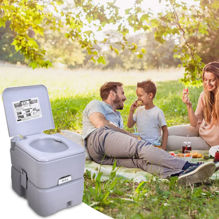 5.3 Gallon Portable Toilet with Waste Tank and Built-in Rotating Spout-Gray - Gray - Portable Toilets & Showers