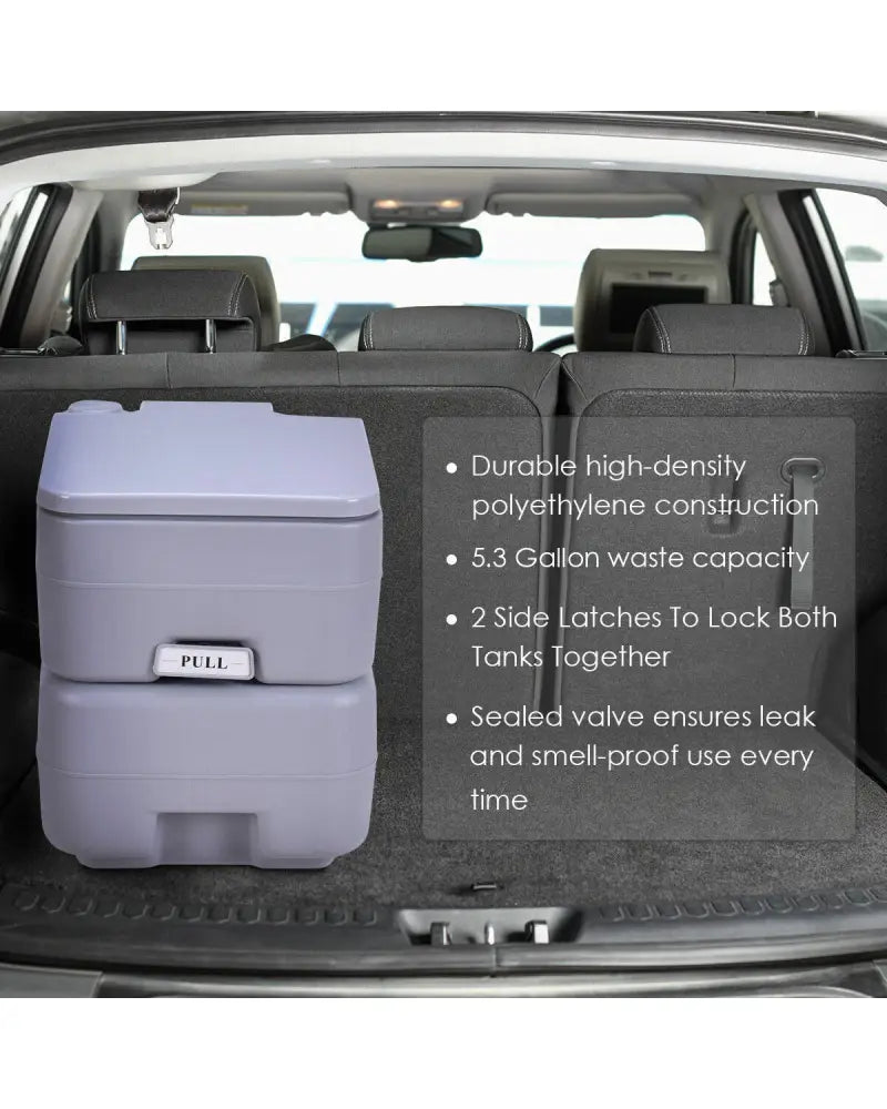 5.3 Gallon Portable Toilet with Waste Tank and Built-in Rotating Spout-Gray - Gray - Portable Toilets & Showers