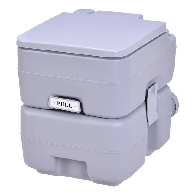 5.3 Gallon Portable Toilet with Waste Tank and Built-in Rotating Spout-Gray - Gray - Portable Toilets & Showers