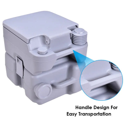 5.3 Gallon Portable Toilet with Waste Tank and Built-in Rotating Spout-Gray - Gray - Portable Toilets & Showers