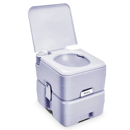 5.3 Gallon Portable Toilet with Waste Tank and Built-in Rotating Spout-Gray - Gray - Portable Toilets & Showers