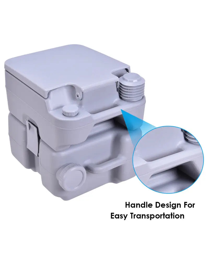 5.3 Gallon Portable Toilet with Waste Tank and Built-in Rotating Spout-Gray - Gray - Portable Toilets & Showers