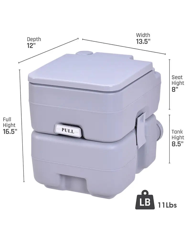 5.3 Gallon Portable Toilet with Waste Tank and Built-in Rotating Spout-Gray - Gray - Portable Toilets & Showers