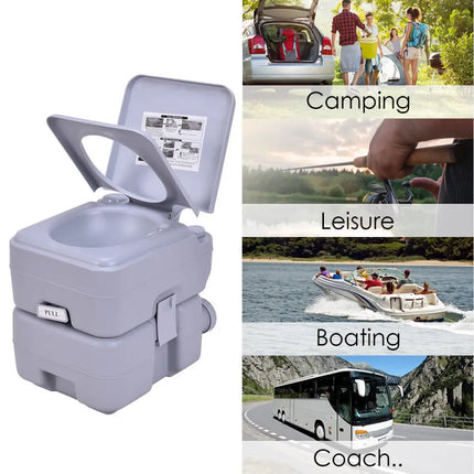 5.3 Gallon Portable Toilet with Waste Tank and Built-in Rotating Spout-Gray - Gray - Portable Toilets & Showers