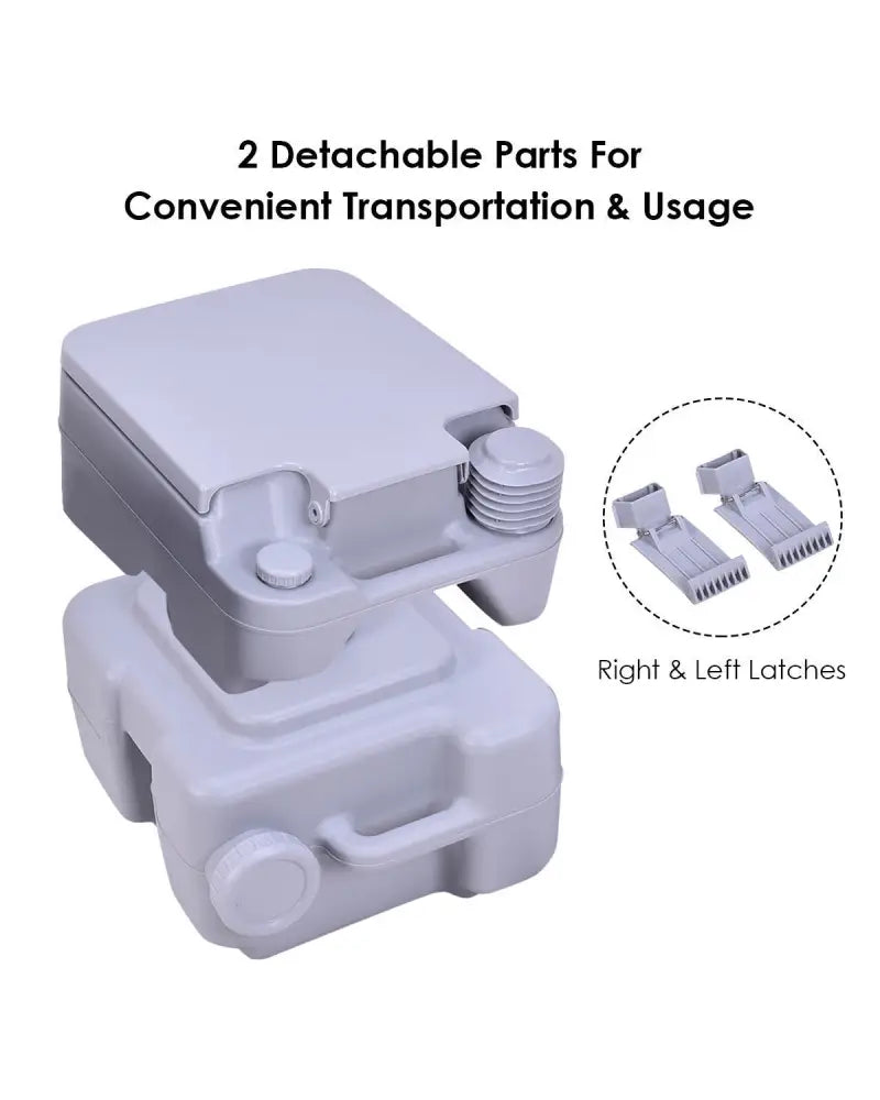 5.3 Gallon Portable Toilet with Waste Tank and Built-in Rotating Spout-Gray - Gray - Portable Toilets & Showers