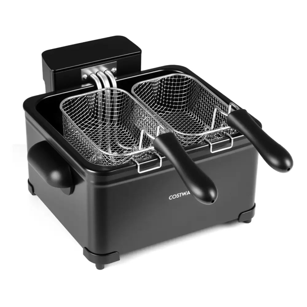 5.3-Qt Electric Deep Fryer with 3 Baskets 1700W LED Touch Screen and 6 Presets-Black - Black - Air Fryers