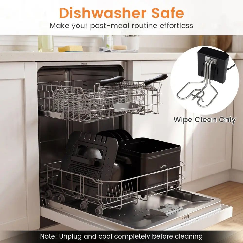 5.3-Qt Electric Deep Fryer with 3 Baskets 1700W LED Touch Screen and 6 Presets-Black - Black - Air Fryers