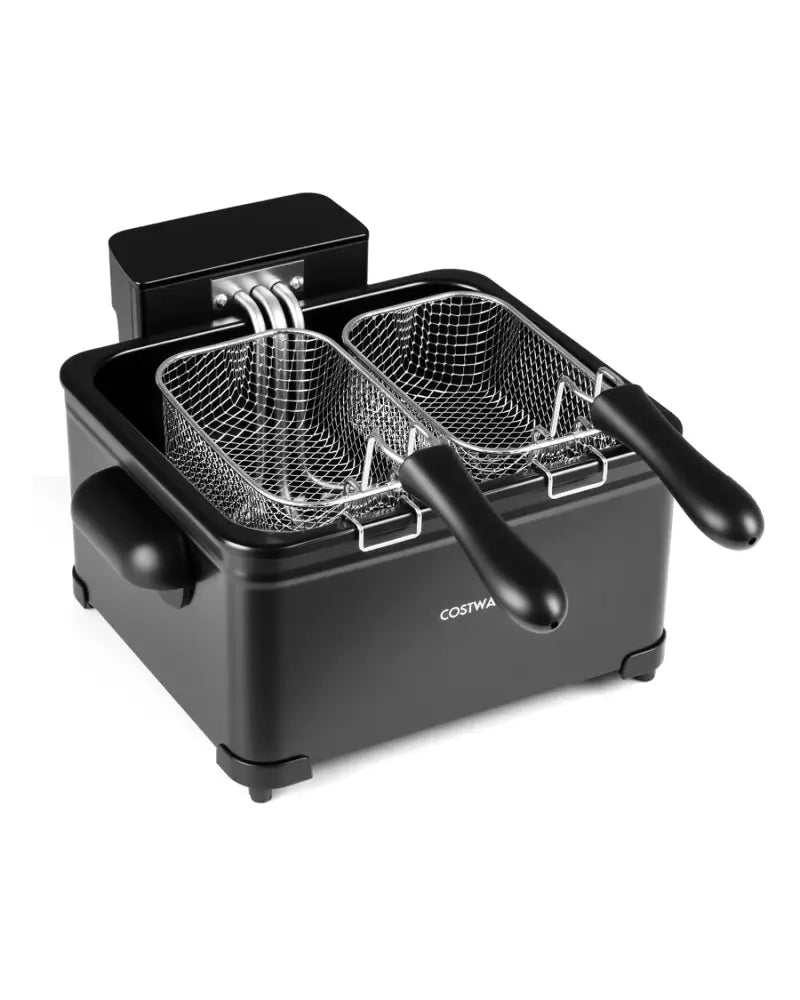 5.3-Qt Electric Deep Fryer with 3 Baskets 1700W LED Touch Screen and 6 Presets-Black - Black - Air Fryers