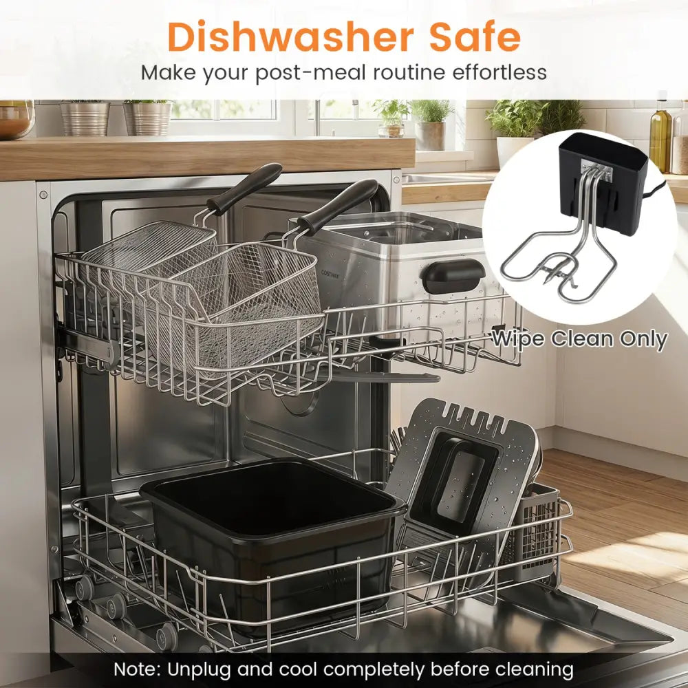 5.3-Qt Electric Deep Fryer with 3 Baskets 1700W LED Touch Screen and 6 Presets-Silver - Silver - Air Fryers