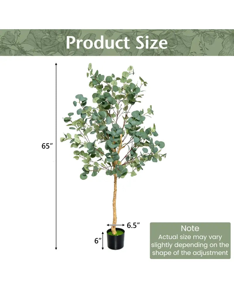 5.5 Feet Artificial Eucalyptus Tree with 517 Silver Dollar Leaves-1 Pack - Black & Green - Faux Plants
