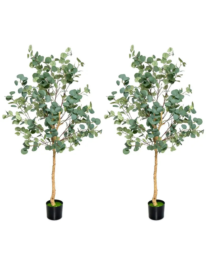 5.5 Feet Artificial Eucalyptus Tree with 517 Silver Dollar Leaves-2 Peice - Faux Plants