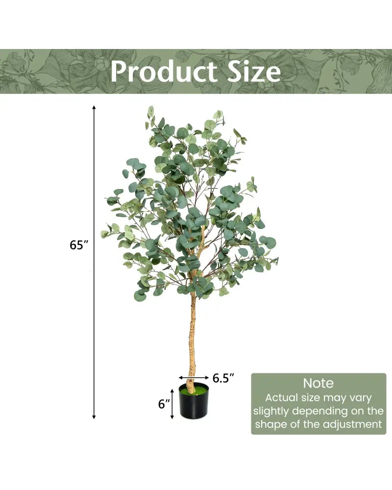 5.5 Feet Artificial Eucalyptus Tree with 517 Silver Dollar Leaves-2 Peice - Faux Plants