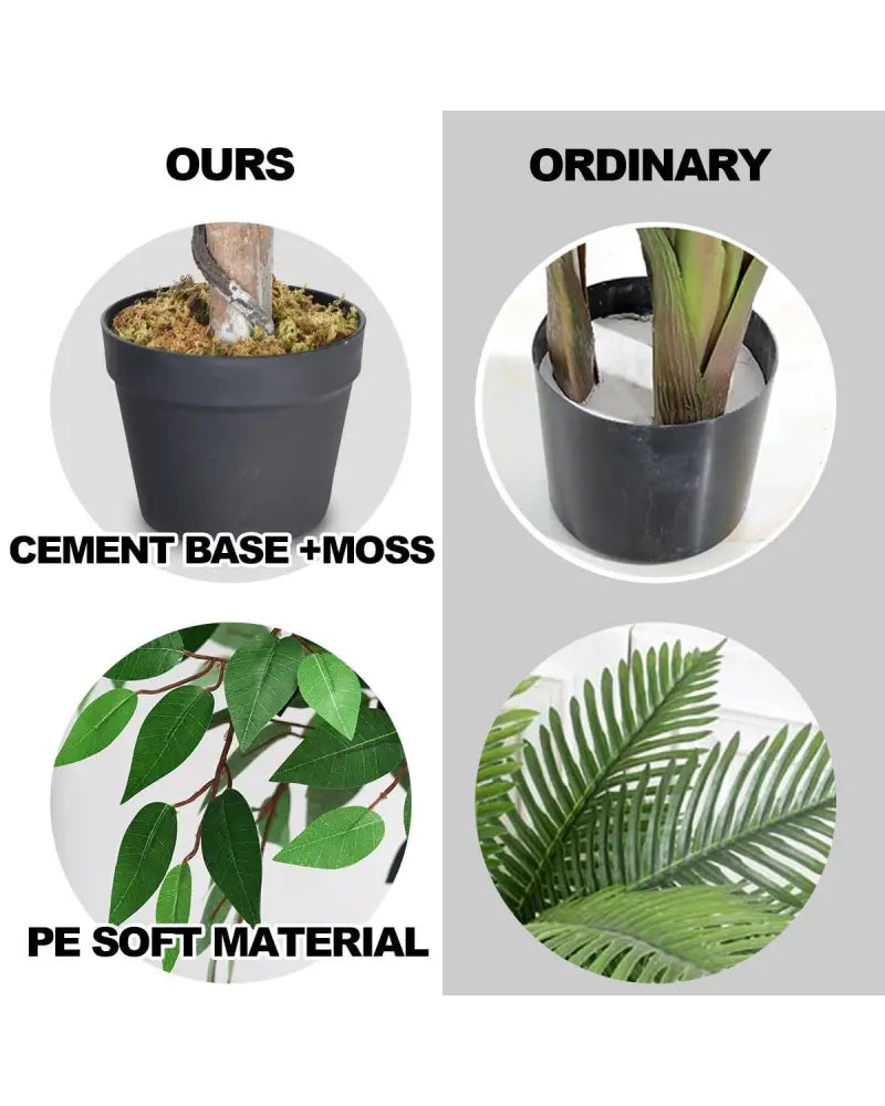 5.5 Feet Artificial Ficus Silk Tree with Wood Trunks - Green - Faux Plants