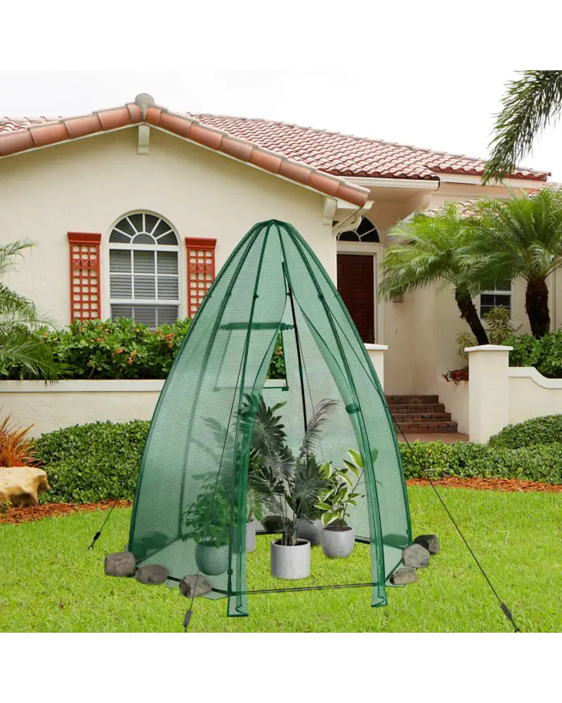 5.5 x 5.5 x 6 Feet Portable Mini Greenhouse with All-Weather PE Cover - Green - Greenhouses