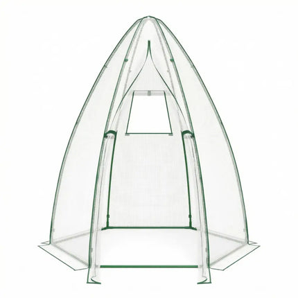 5.5 x 5.5 x 6 Feett Portable Garden Mini Greenhouse with All-Weather PE Cover-White - White - Greenhouses