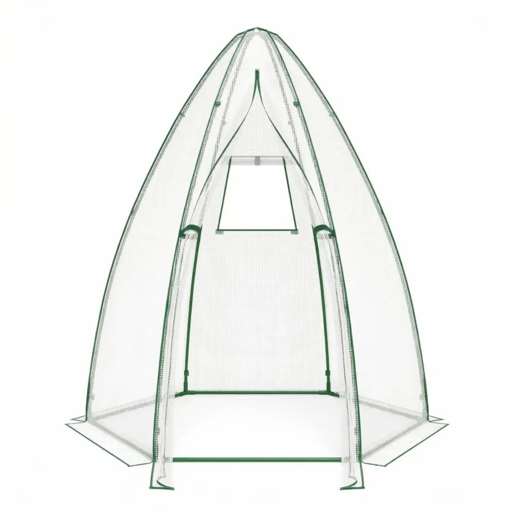 5.5 x 5.5 x 6 Feett Portable Garden Mini Greenhouse with All-Weather PE Cover-White - White - Greenhouses