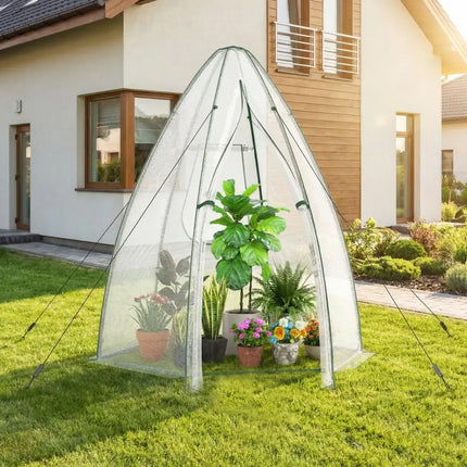 5.5 x 5.5 x 6 Feett Portable Garden Mini Greenhouse with All-Weather PE Cover-White - White - Greenhouses