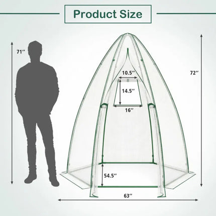 5.5 x 5.5 x 6 Feett Portable Garden Mini Greenhouse with All-Weather PE Cover-White - White - Greenhouses