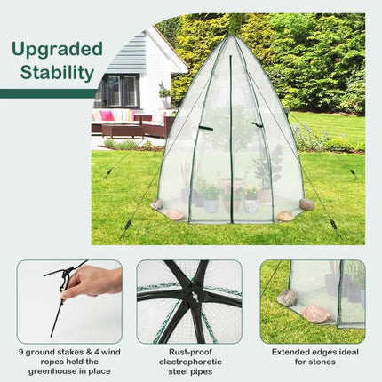 5.5 x 5.5 x 6 Feett Portable Garden Mini Greenhouse with All-Weather PE Cover-White - White - Greenhouses