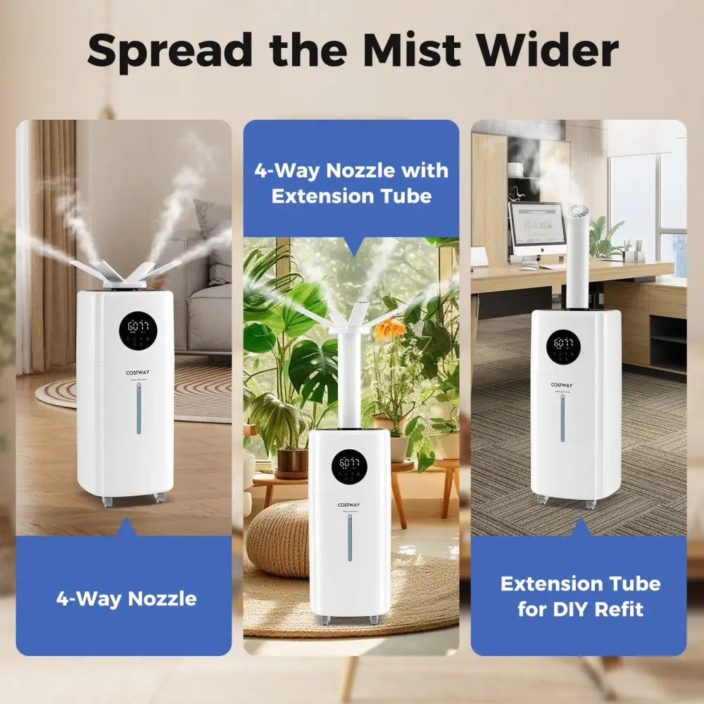 5.5Gal Humidifier with 360° Nozzles and Wheels for Large Room-White - White - Dehumidifiers