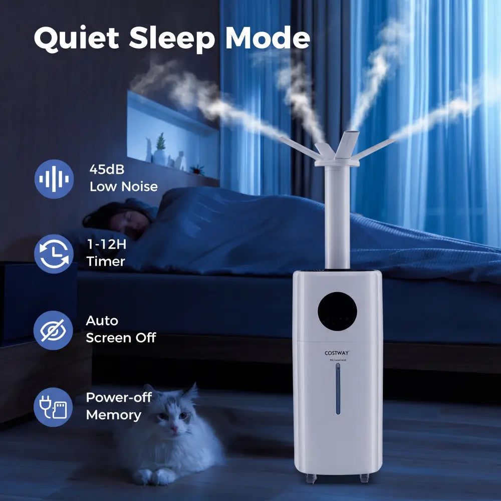5.5Gal Humidifier with 360° Nozzles and Wheels for Large Room-White - White - Dehumidifiers