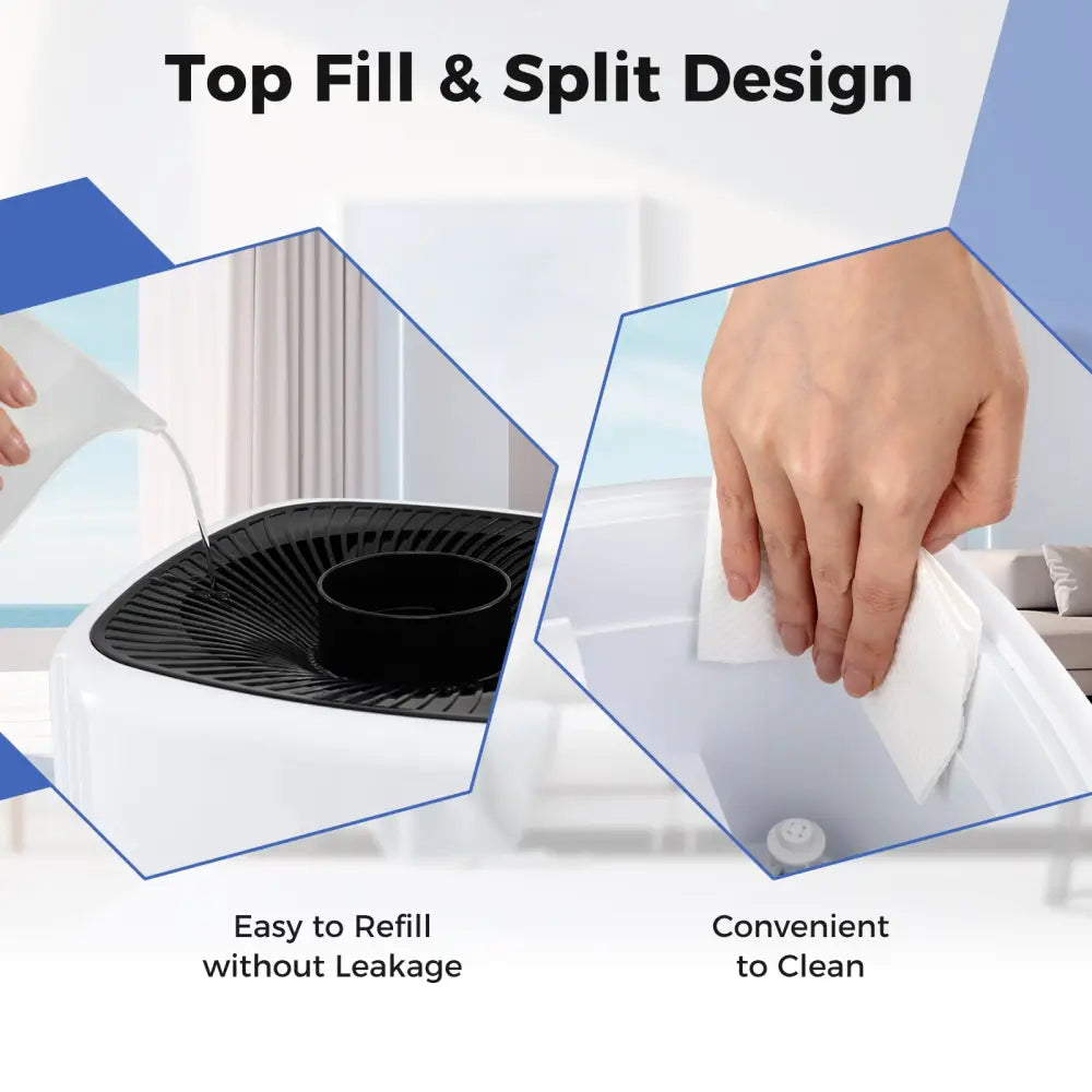 5.5Gal Humidifier with 360° Nozzles and Wheels for Large Room-White - White - Dehumidifiers