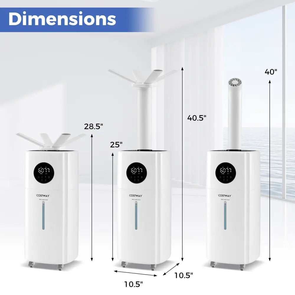 5.5Gal Humidifier with 360° Nozzles and Wheels for Large Room-White - White - Dehumidifiers