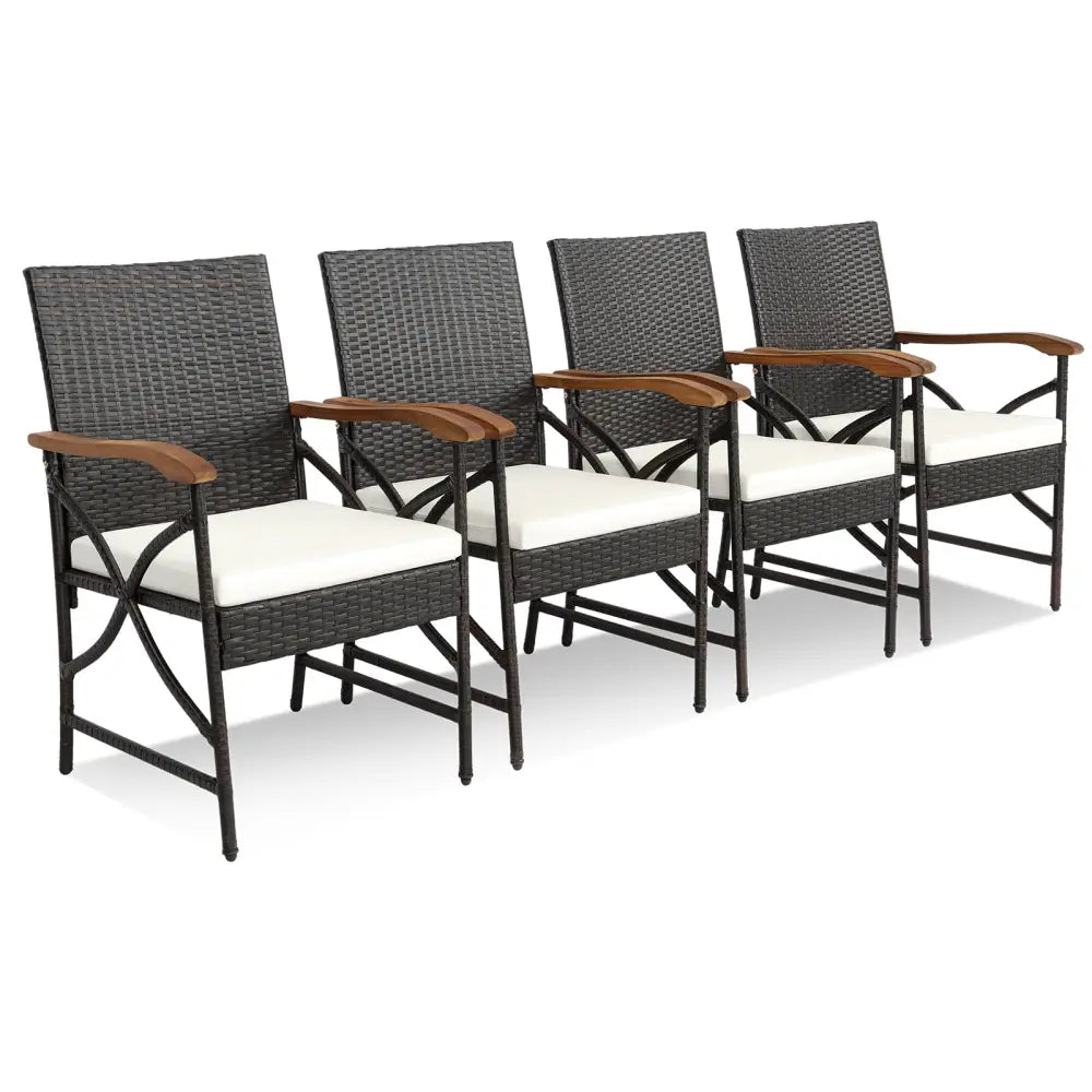 5/7-Piece Outdoor Dining Set with Acacia Wood Table-6 Pieces + Brown - Patio Dining Sets