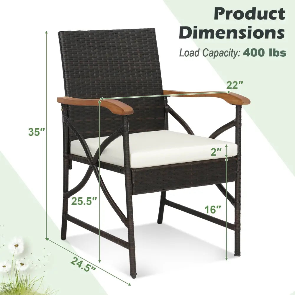 5/7-Piece Outdoor Dining Set with Acacia Wood Table-6 Pieces + Brown - Patio Dining Sets