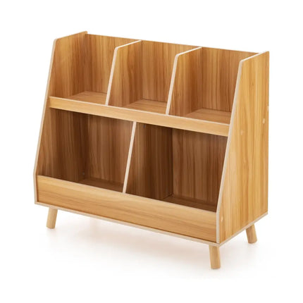 5-Cube Kids Bookshelf and Toy Organizer with Anti-Tipping Kits-Natural Costway