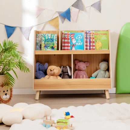 5-Cube Kids Bookshelf and Toy Organizer with Anti-Tipping Kits-Natural Costway
