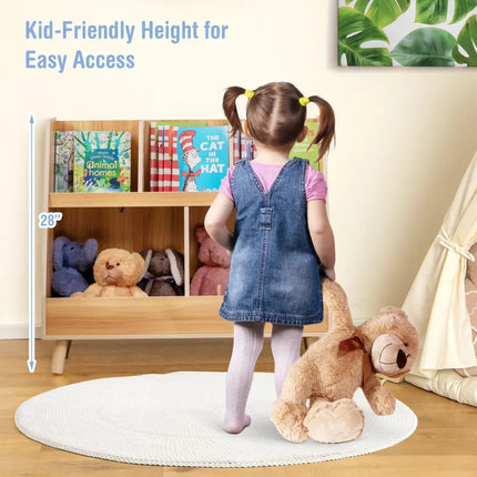 5-Cube Kids Bookshelf and Toy Organizer with Anti-Tipping Kits-Natural Costway