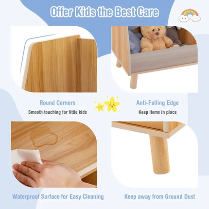 5-Cube Kids Bookshelf and Toy Organizer with Anti-Tipping Kits-Natural Costway