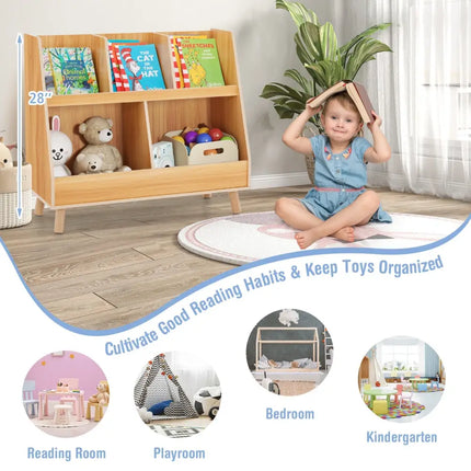 5-Cube Kids Bookshelf and Toy Organizer with Anti-Tipping Kits-Natural Costway