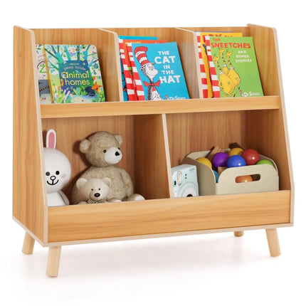 5-Cube Kids Bookshelf and Toy Organizer with Anti-Tipping Kits-Natural Costway