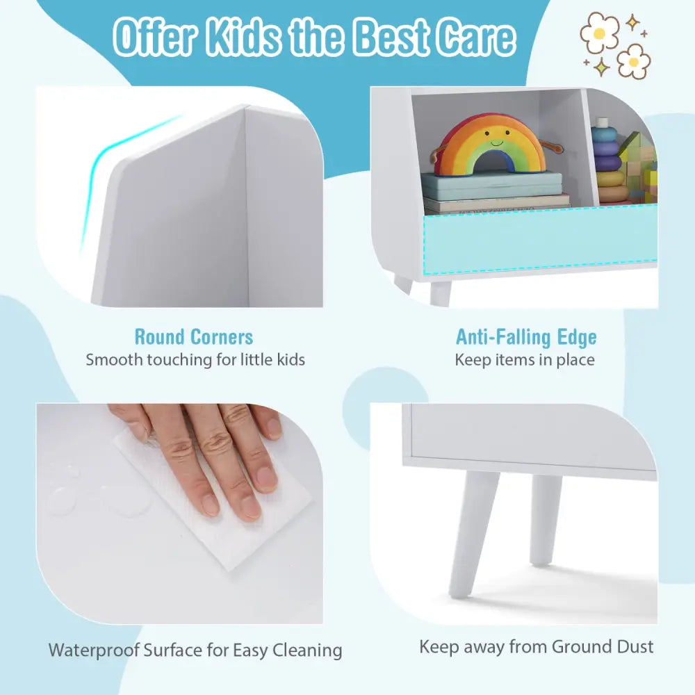 5-Cube Kids Bookshelf and Toy Organizer with Anti-Tipping Kits-Light Gray - Light Gray - Kids Storage