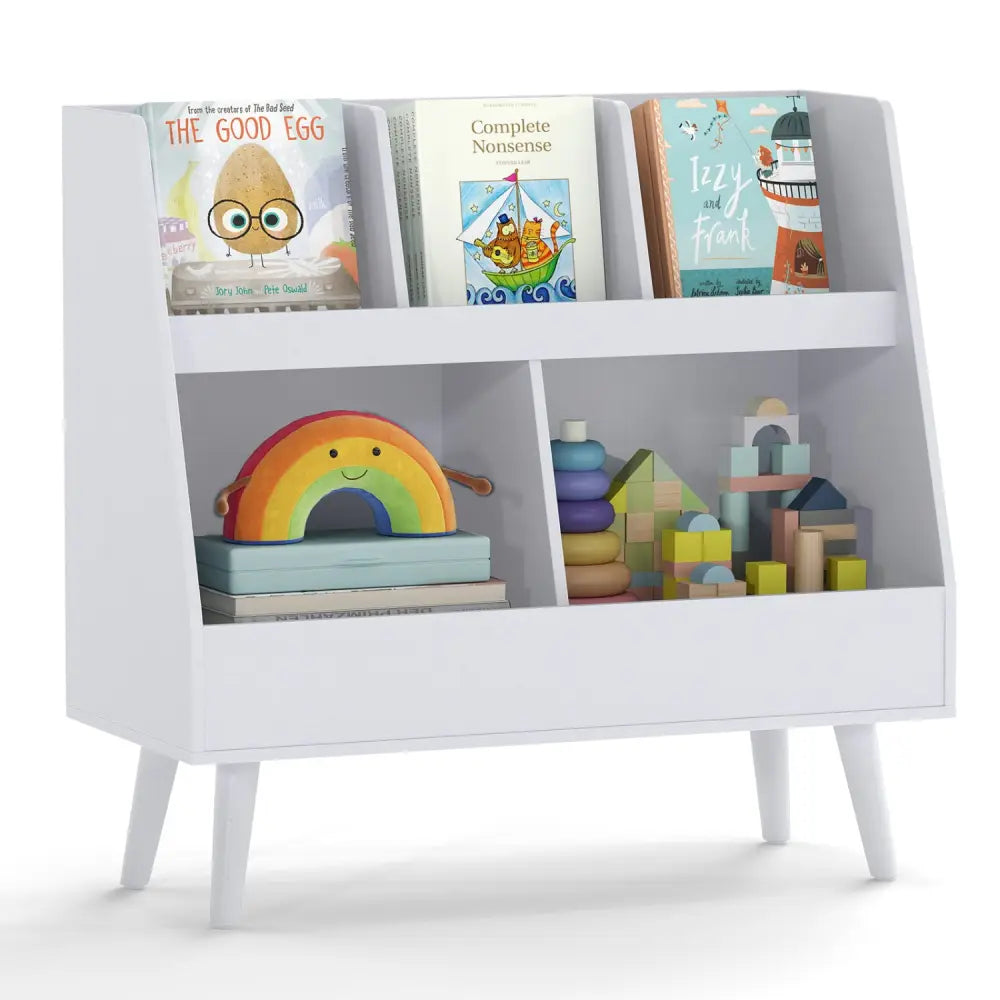 5-Cube Kids Bookshelf and Toy Organizer with Anti-Tipping Kits-Light Gray - Light Gray - Kids Storage